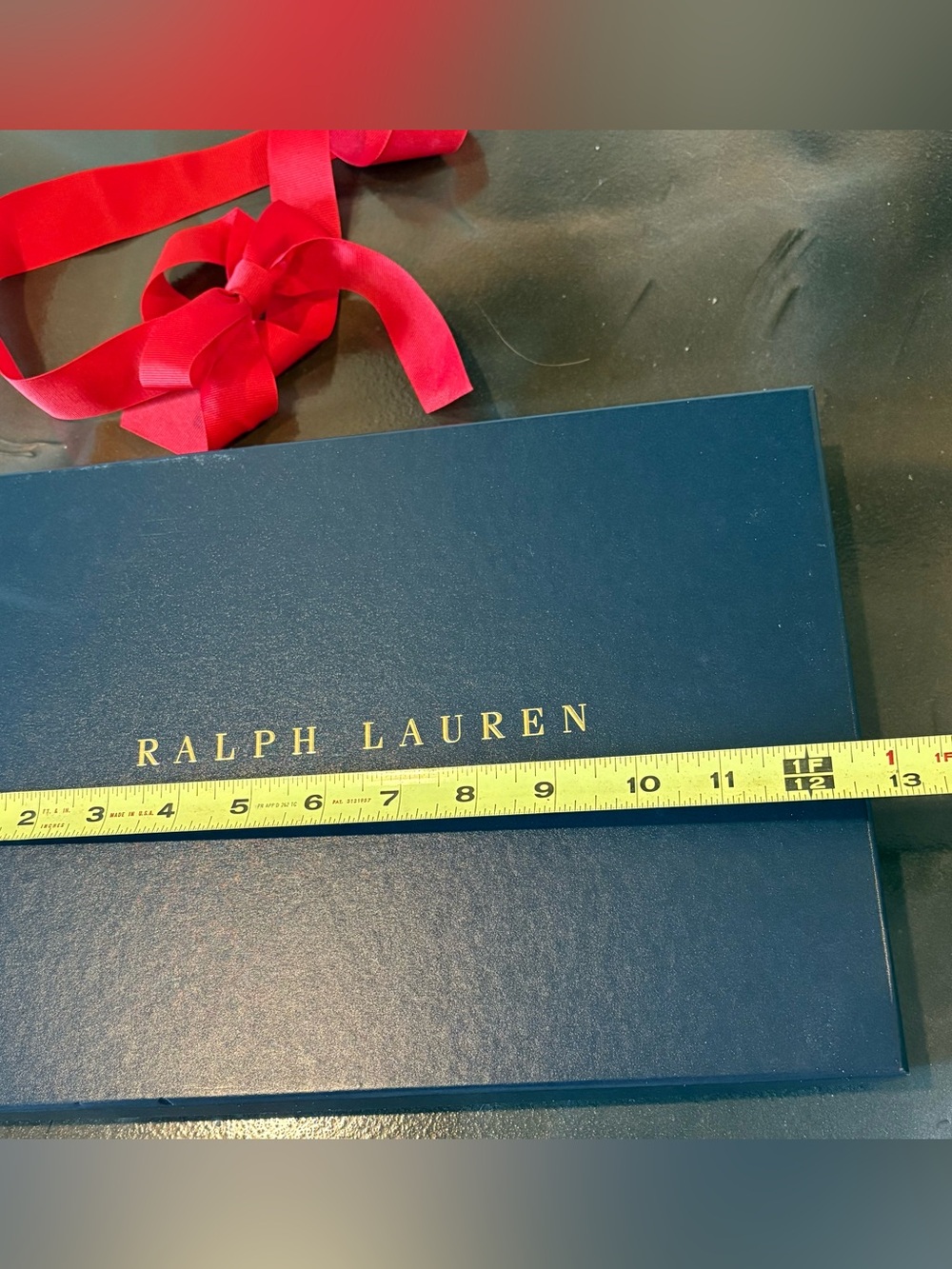 Ralph Lauren Navy Designer Empty Gift Box Tissue Paper Red Ribbon Holidays - Picture 8 of 10